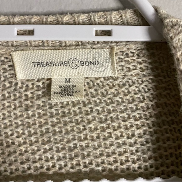 Treasure & Bond Women's Oatmeal Knit Long Line Cardigan - Picture 2 of 6